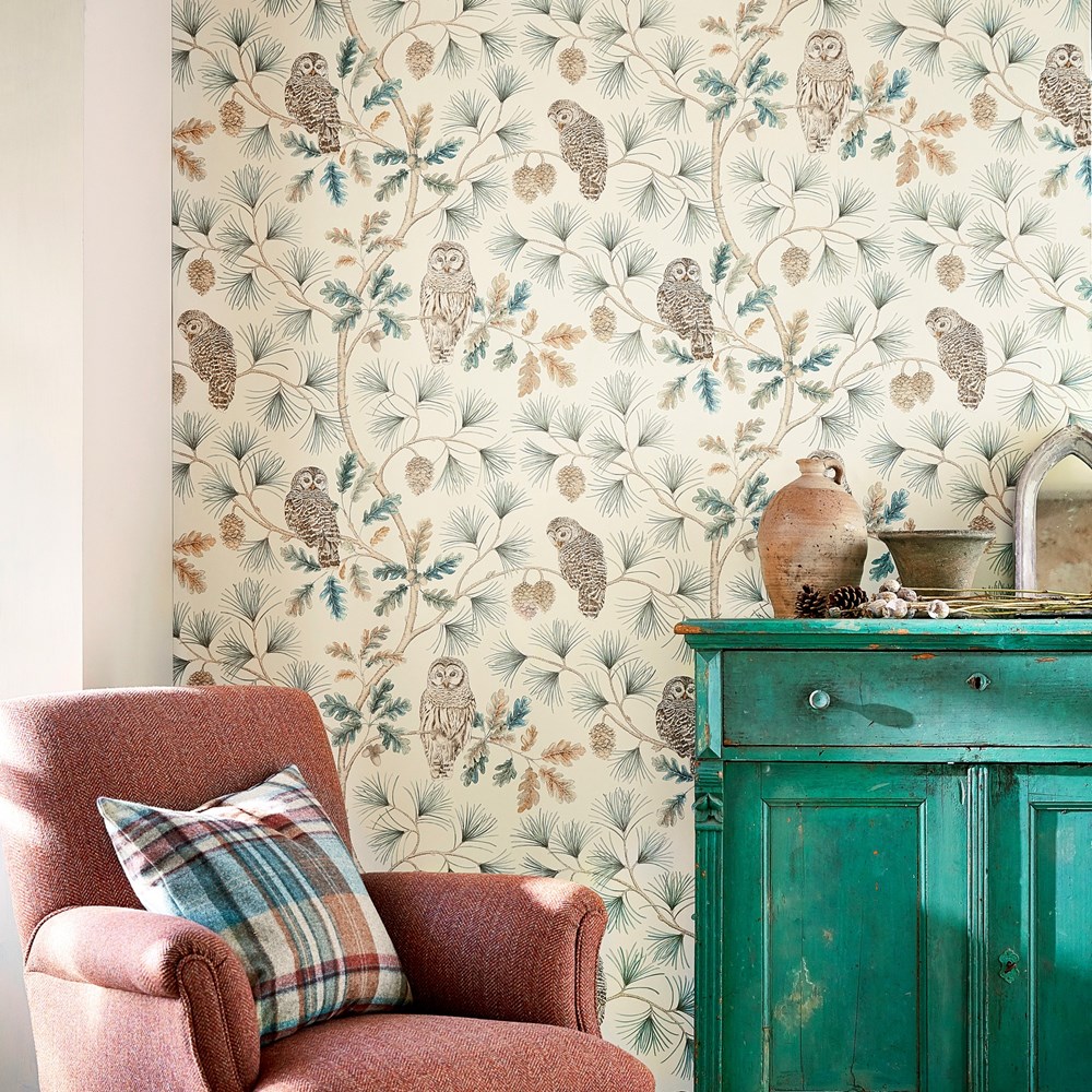 Owlswick Wallpaper 216595 by Sanderson in Teal Blue